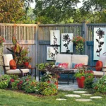 Design an outdoor space with plants for relaxation and mental peace