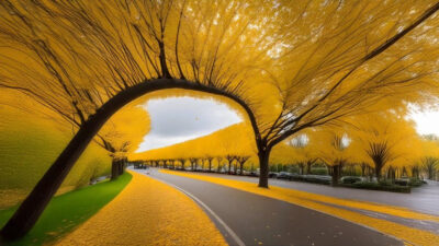 Yellow Spring Road The Beauty of Japan